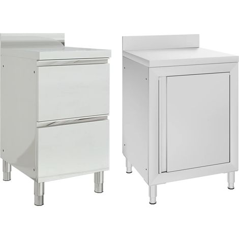 Set di 2 mobili da cucina commerciali 96 cm acciaio inox 020000005