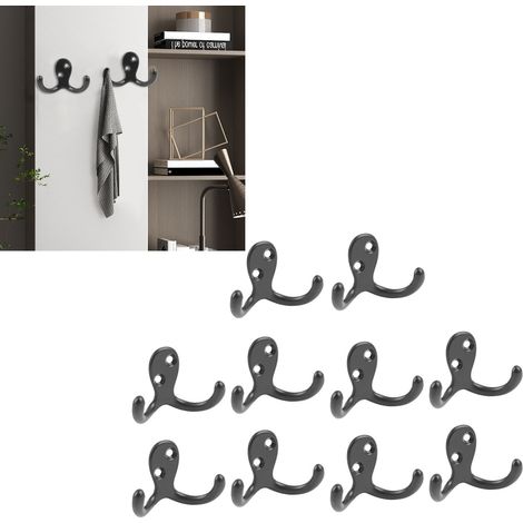 Wandhaken aus Zinklegierung, Doppelhaken, 10er-Set (1/5)