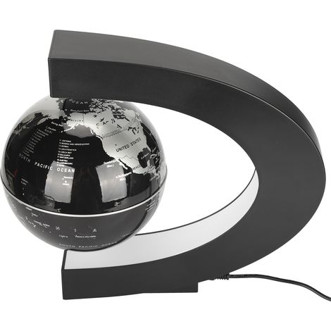 Globe terrestre magnétique flottant de 15 cm (6 pouces), carte du monde, base en forme de C, décoration de bureau, prise 100-240 V. (1/5)