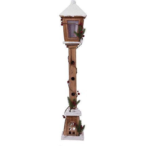 Laterne aus Holz mit 15 warm weissen LED - 81 cm