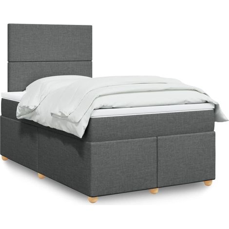 Boxspringbett mit Matratze Dunkelgrau 120x200 cm Stoff