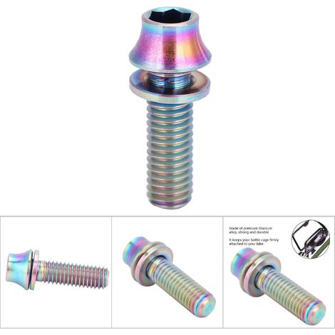 Support de bidon en alliage de titane pour vélo avec vis M5x12/16mm et rondelle (Arc-en-ciel M5x16) (1/5)