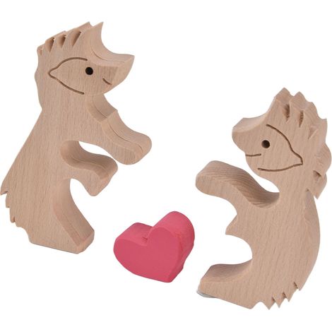 Lot en bois famille lapins éléphant cœur décoration artisanale B13 (1/5)