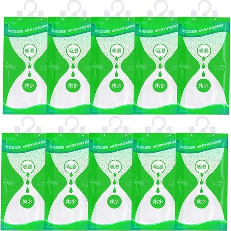 Déshumidificateurs d'armoire Lot de 10 Absorbeur d'Humidité Placard 100g Déshumidificateur Suspendu Anti-Moisissure Sachet Anti Humidité Pour Placards, Voiture, Chambre (1/5)