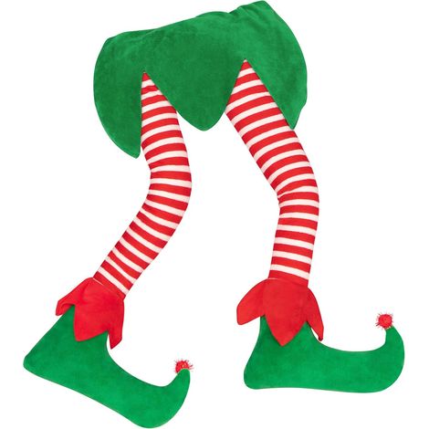 23" Jambes farcies d'elfe de Noël Stuck Tree Topper Decorations - Christmas Holiday Indoor Outdoor Decor Party Ornements (1/5)