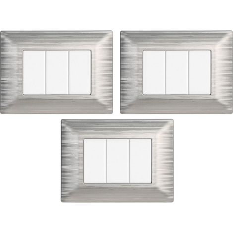 gloca Set Placche Plastica Satinata Compatibili Matix (3 Pezzi silver satinato, 3 Posti) (1/4)