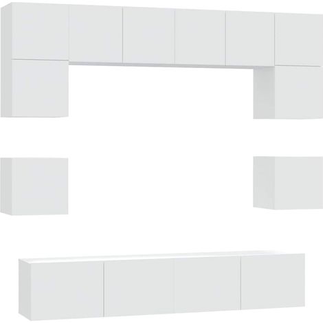 Maison Exclusive - Set Mobili Porta TV 8pz Bianco in Legno Multistrato (1/5)