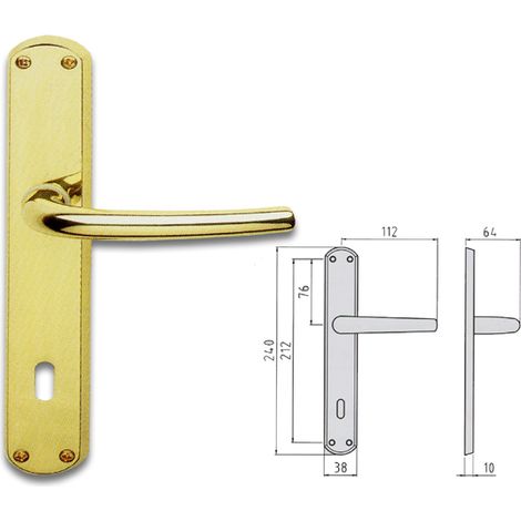 Coppia di maniglie per porta con placca P90 Q8 in ottone lucido verniciato - Modello Milena (1/6)