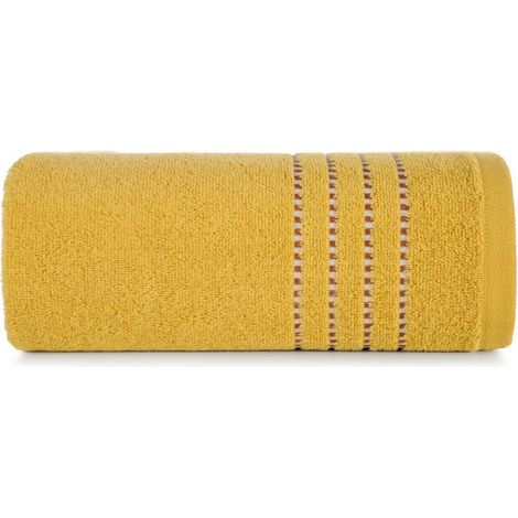 50x90 Fiore Handtuch Senfgelb 500g/m2 Frottee mit einem Bordürenmuster in Form dünner Streifen