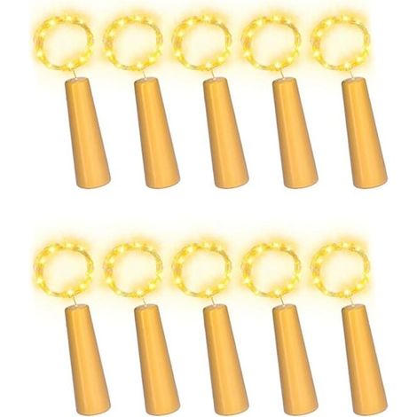 10 Pièces Bouteille de Vin Liège Lumières 20 LED Guirlande Lumineuse pour Bricolage Fête Mariage Noël Festival Bar Décoration (1/4)