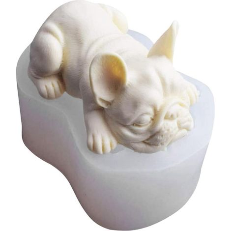 French Bulldog Mold Sleeping Dog Silicone Mold 3D Dog Shaped Silicone Mold Chocolate Pudding Fondant Mousse for Candles,Soap,Chocolate,Cake,Fondant,Cake Decorating (1/5)