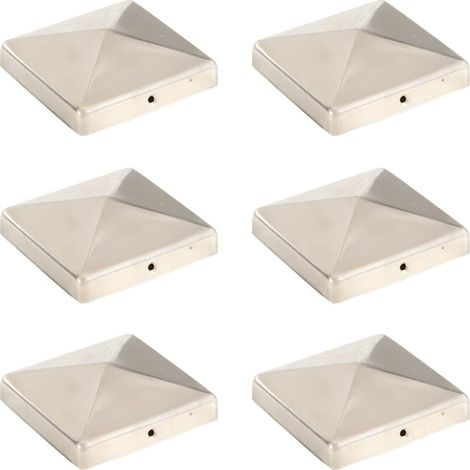 Bouchons de poteau de clôture pyramidaux 6 pcs Inox 101x101 mm 85236 (1/5)