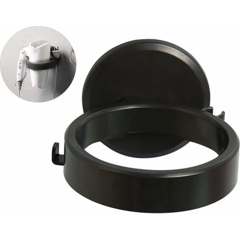 Support mural pour sèche-cheveux, support pour sèche-cheveux 2 pièces, support pour étagère de rangement pour salle de bain en plastique pour sèche-cheveux, sans trace, imperméable, auto-adhés (1/5)