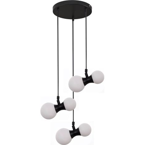 Suspension LITION G9 6x MAX 28W métal noir, verre blanc H: 120cm Ø23cm dimmable (1/5)