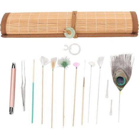 Kit de Massage pour Oreilles avec 8 Bâtons à Plumes pour Éliminer la Fatigue et Nettoyer les Oreilles Professionnellement (1/5)