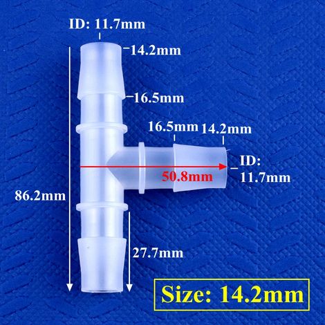 (14,2 mm - 50 pièces) Raccords en T en plastique PP pour tuyau d'irrigation de jardin, adaptateur pour réservoir d'aquarium, tuyau de pompe à air, raccords en T de type pagode (1/5)