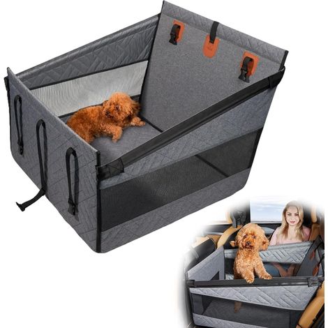 Siège Auto Chien avec 4 Sangles de Fixation, Protection Chiens Siege Arriere de Voiture en Tissu Oxford, Housse Siège D'auto Chien Taille Moyenne et Grande, Panier Transport Animaux pour SUV et Camion (1/5)