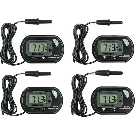 LCD Aquarium Thermometers, 4 Pieces Digital Digital Thermometer with Waterproof Probe for Aquarium, Terrarium and Vivarium