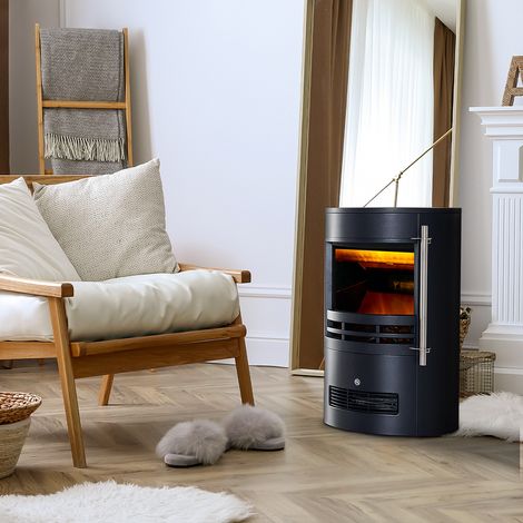 Chemin de terre électrique 900W/2000W avec effet flamme, cheminée électrique avec température réglable et protection contre la surchauffe, 41x41x64,5 cm, Noir (1/4)