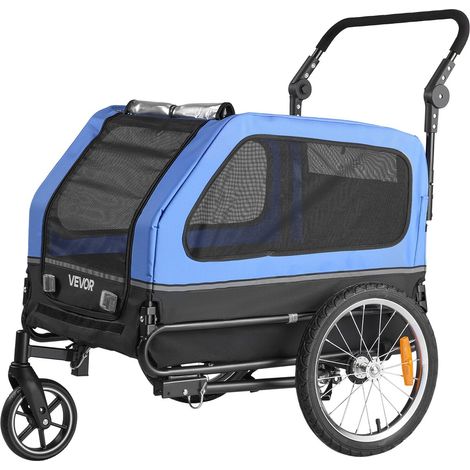 Remorque vélo chien 2 en 1 40 kg, poussette et chariot pour petits et grands chiens, cadre pliable, coupleur et laisse (1/5)