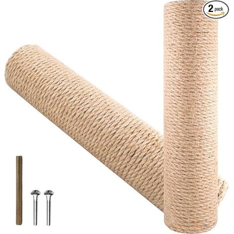 Scratching posts, replacement posts for cat trees, scratching posts, hemp rope, indoor kittens, large posts, internal threaded screws, 7cm diameter, 30cm length (1/5)