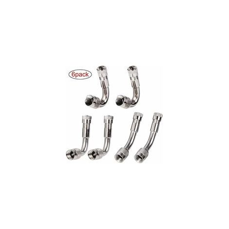 6 Pièces Pneu Valve Rallonge Va, Pneu Valve de Adaptateur, Air Pneu Valve Extension, Pneu Prolongateur Coude de Valve, pour Voiture Moto Vélo Camion, 3 Sortes (Argent) (1/5)