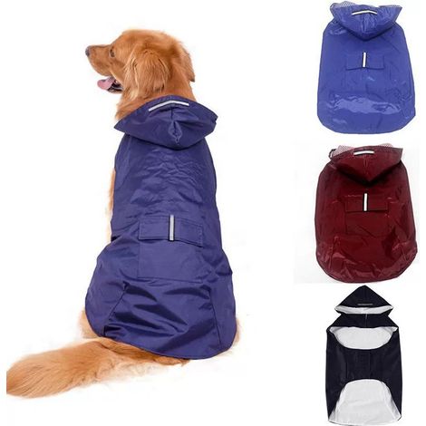 Imperméable - Taille 5XL - Imperméable - Réfléchissant - Avec ouverture pour laisse - 70 x 75 x 56 cm - Bleu - Une pièce (1/4)