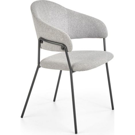 Chaise design en tissu gris clair et structure en acier noir Cardiff (1/5)