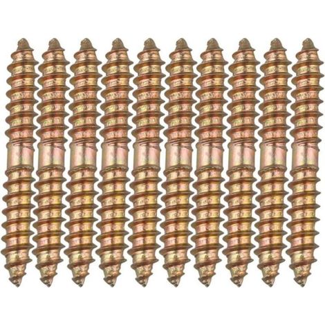 10 Furniture Fixing Bolts Dowel - M6 x 50MM Double Ended Head - Wood to Wood (1/4)