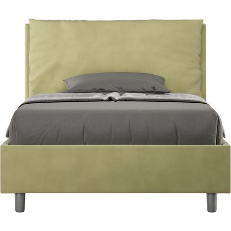 Letto una piazza e mezza rivestito in Microfibra con cuscini xl - ANTEA LARGE - Dimensione Rete: 120x200 - Colore: Tè verde - Tipologia Letto: Con Rete