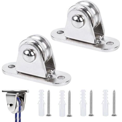 Poulie métallique Lot de 2 Fer nickelé Double roulement Pour corde verticale 6,2 x 2,2 x 3,4 cm (1/5)
