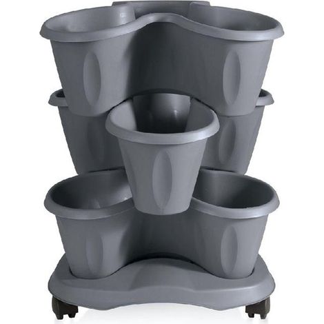 SET VASO 'TRIFOGLIO' Ø cm 40xh.51 Lt. 6 - grigio  - BAMA