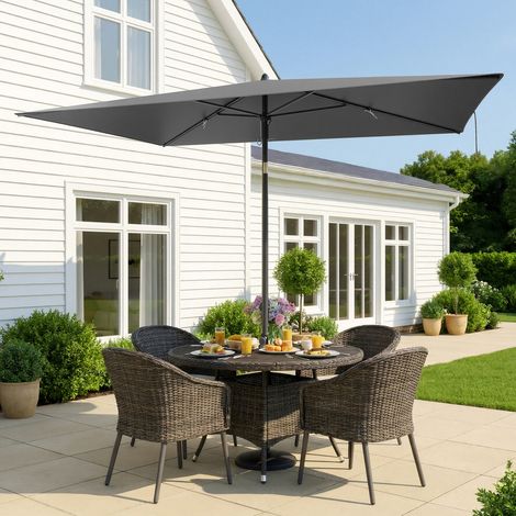 Songmics – Parasol inclinable 232 x 149 cm – Protection solaire UPF 50+ – Structure en acier – Toile polyester 160 g/m² – Pour terrasse, jardin, plage