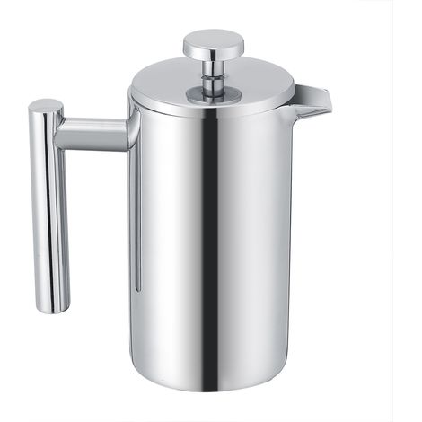 350 ml doppelwandige Edelstahl-Kaffeemaschine mit Stempel, French Press mit integriertem Filter, ideal für Tee und Kaffee. (1/5)