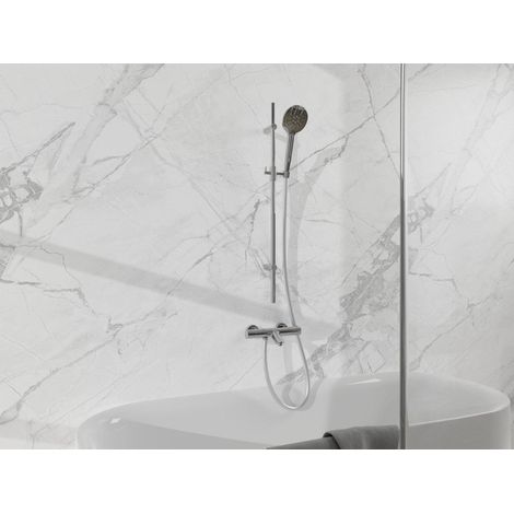 Fortifura Calvi Mitigeur baignoire - avec barre curseur - douchette ronde - flexible lisse - Chrome (1/5)