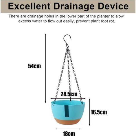 Jardinière Suspendue - Plastique - Réservoir D'eau Intégré - Pour Balcon Et Intérieur - 28,5 X 16,5 X 18 Cm - Bleu (1/5)