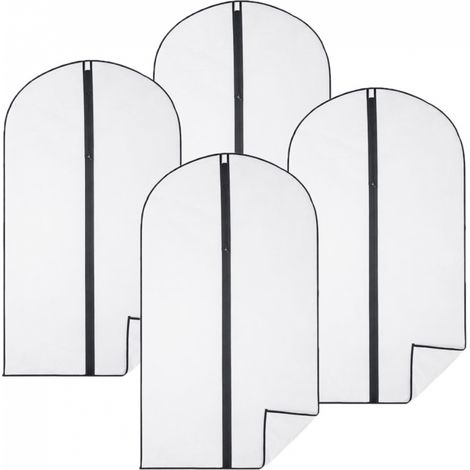 Lot de 4 housses pour vêtements à suspendre avec zip - 60 x 140 cm - Opaque - Vivezen (1/5)