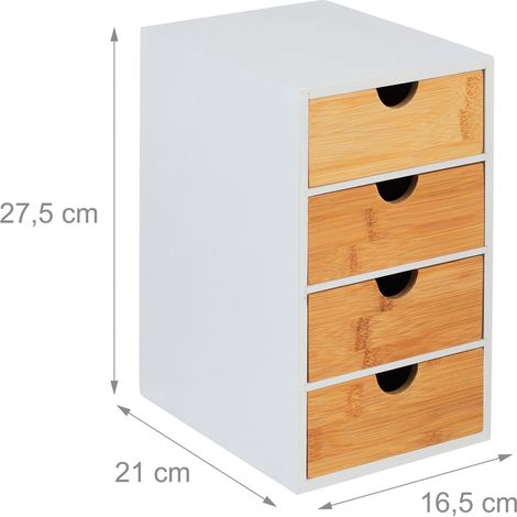 Organizer moderno a 4 cassetti pratico da scrivania portaoggetti 30 x 25 x 18 cm in MDF bianco 130014425