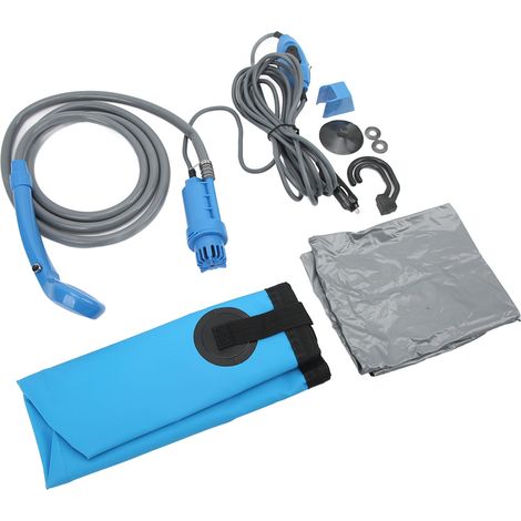 Douche portable 12V avec seau pliable 20L, kit multifonction pour camping, randonnée, lavage auto et bain d'animaux (1/5)