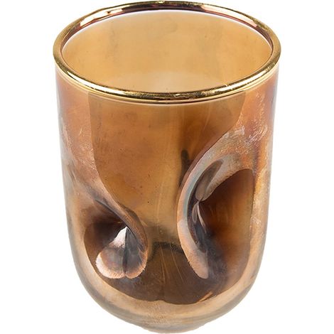 Photophore en Verre Doré Porte-Bougie Chauffe-Plat Décoration de Table Style Bohème 7 x 10 cm - PANGIVO (1/2)