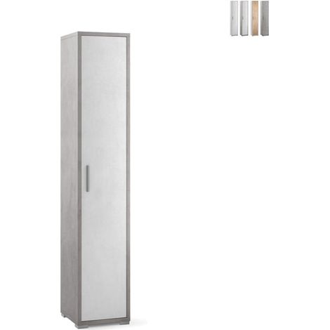 Armario columna multiusos de 5 puertas de diseño moderno Kara - Gris - Blanco