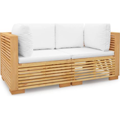 Maison Exclusive - Divani Angolari da Giardino con Cuscini 2pz Legno Massello Teak (1/5)