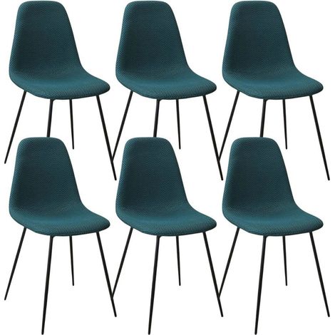 Lot de 6 chaises en tissu texturé maille 3D bleu - ELECTRON (1/5)