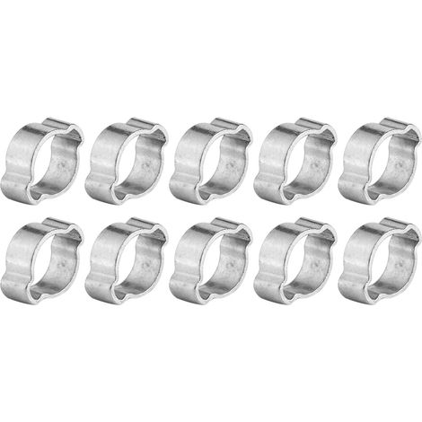 10pcs Zinc Plated Iron Galvanized Two Ear Hose Clamp 5‑23mm for Fule Petrol Pipe Tube (9‑11MM)