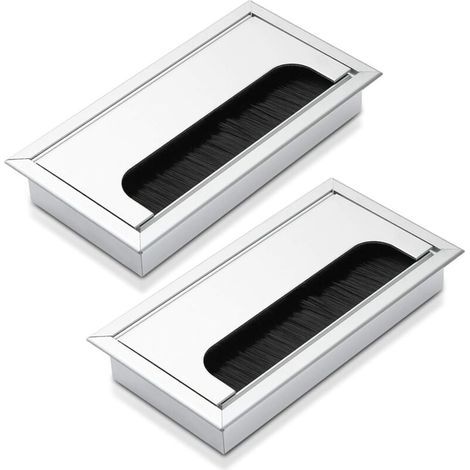 Juego de 2 pasacables - Aluminio - 160 x 80 mm - Color: plata (1/4)