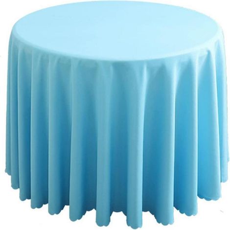 Nappe ronde en polyester, bleu clair, 240 cm de diamètre