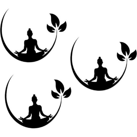 3pièces Sticker Mural Amovible Décoration Zen pour Yoga Autocollant Murale Sportif pour Salle De Pratique Chambre Bureau (1/5)