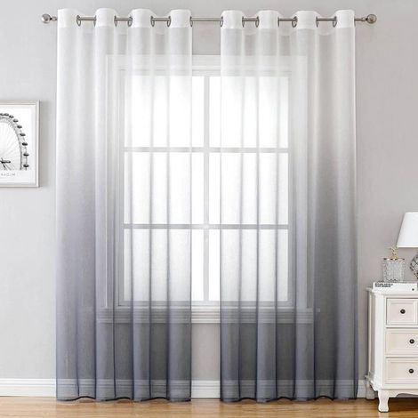 Voilage - KYAMRC - 140 x 262 cm - Gris - 2 panneaux - Design contemporain (1/4)