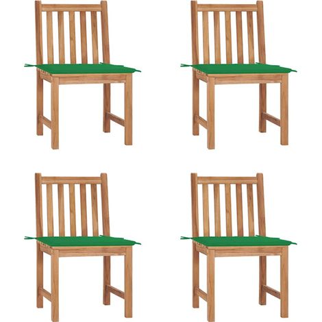 vidaXL Sillas de jardín 4 unidades madera maciza de teca con cojines (1/4)