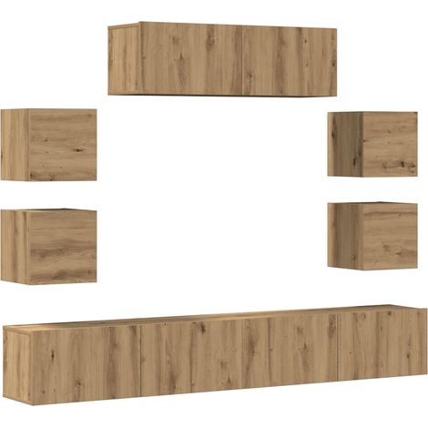 Maison Exclusive - Set Mobile TV 7 pz Montato a Parete Rovere in Legno Multistrato